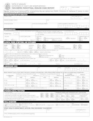 Fillable Online Health Mo Tickborne Rickettsial Disease Case Report Fax