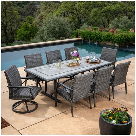 SunVilla Indigo Woven Dining Set 9pc Costco Australia