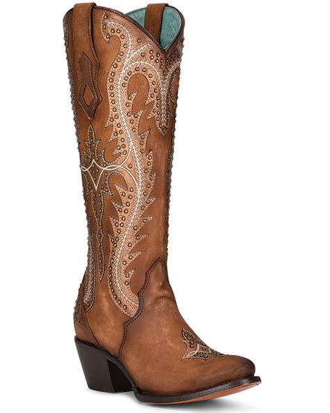 Corral Women S Shedron Embroidered Studded Tall Western Boots Round