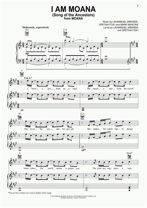 I Am Moana Piano Sheet Music | OnlinePianist