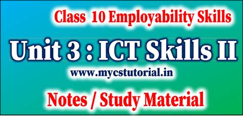 Class 10 Employability Skills Unit 2 Self Management Skills II Study