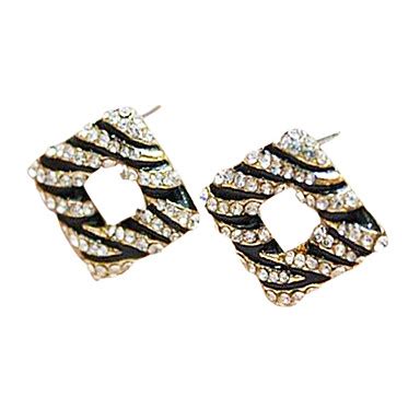 Diamond square earrings personalized earrings black zebra E522 747913 ...