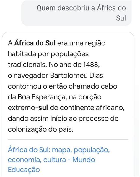 quem descobriu a África do Sul - brainly.com.br