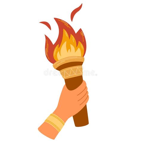 Hand With Flaming Torch Burning Torch Flame In Hand Symbols Of Relay