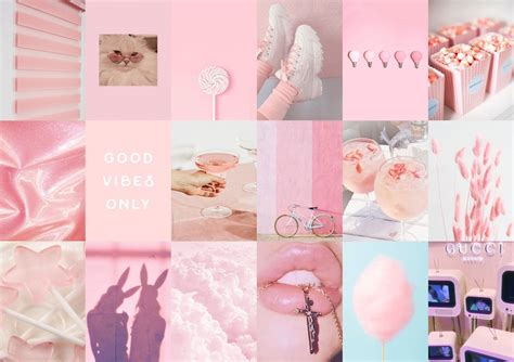 Blush Pink Wall Collage Kit Light Pink Aesthetic Photo Etsy