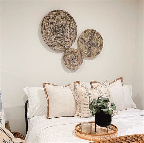 Wicker Wall Basket Décor Set of 3, Hanging Woven Wall Basket, Natural Seagrass Flat Basket, Boho ...