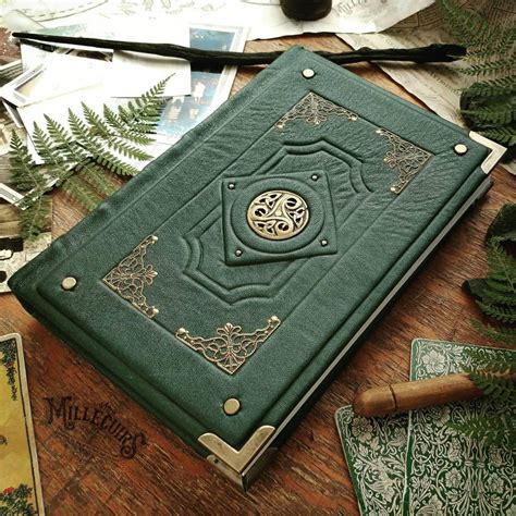 Triskellion Grimoire Forest Green Leather By MilleCuirs Leather