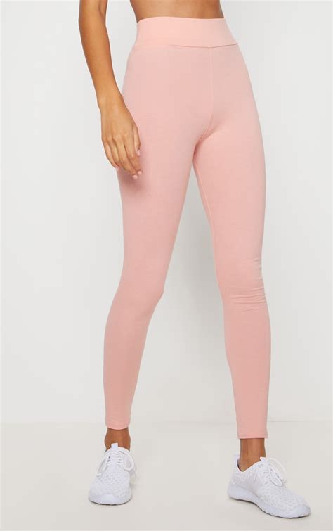 Pink Cotton High Waisted Sports Leggings Prettylittlething