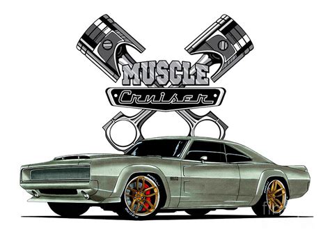 Dodge Charger 1968 Hellephant 426 Hemi Supercharged Mopar Drawing By