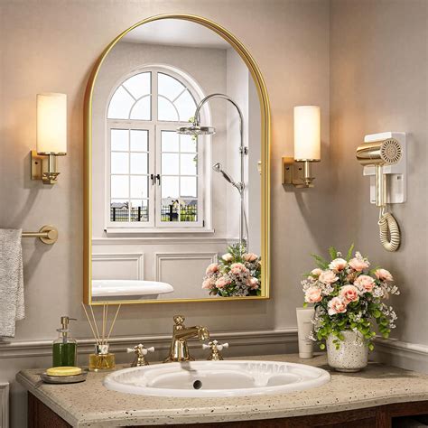 Arched Mirror, Arched Wall Mirror, 20 X 30 Inch Gold Arch Mirror, Metal