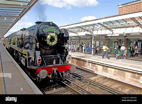 Steam Locomotive 34046 Braunton Seen At Chichester Railway Station