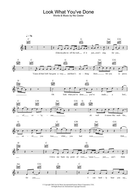 Look What You Ve Done Sheet Music Jet Lead Sheet Fake Book