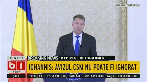 DECLARATII KLAUS IOHANNIS MOTIVELE DE REVOCARE A LUI KOVESI NU M AU