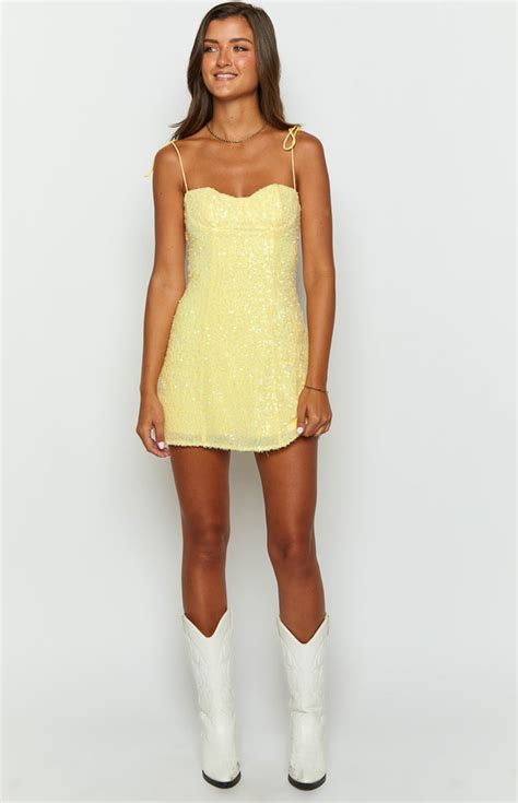 Penny Lane Yellow Sequin Mini Dress Beginning Boutique