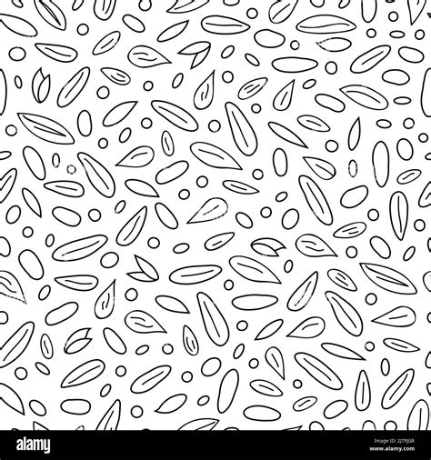 Black And White Seamless Pattern With Hand Drawn Outline Cereal Grains