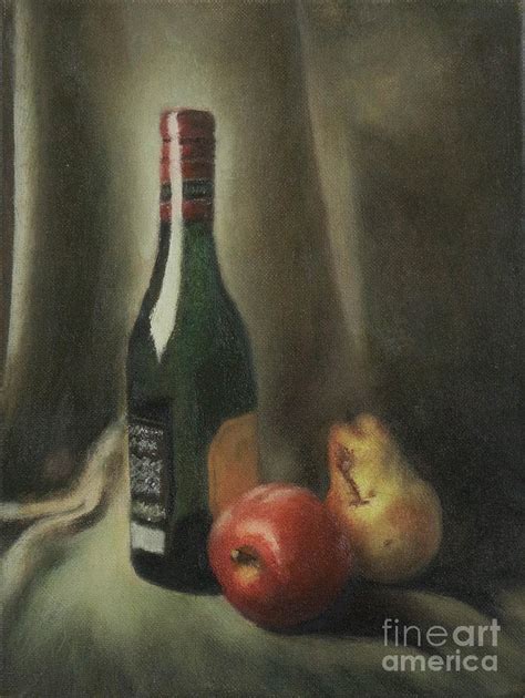 Still Life Of Wine And Fruit Painting By Mitzisan Art Llc Fine Art