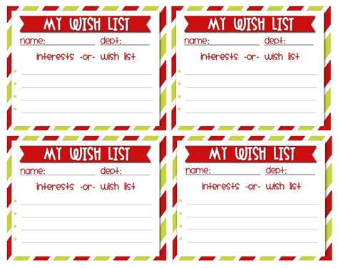 Secret Santa Wish List Printable