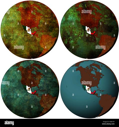 La Bandera De México En El Mapa Del Globo Terrestre Fotografía De Stock Alamy