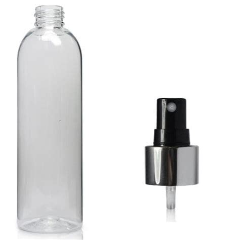 Ml Tall Clear Pet Boston Bottle Silver Atomiser Spray Ampulla Ltd