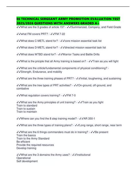 E6 TECHNICAL SERGEANT ARMY PROMOTION EVALUATION TEST 2025/2026