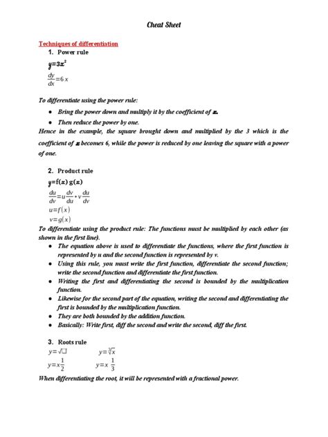 Cheat and Formula Sheet | PDF | Equations | Function (Mathematics)