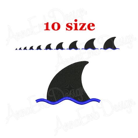 Shark Fin Embroidery Design Shark Fin Mini Embroidery Shark Fin