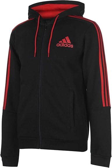 Adidas Mens 3 Stripes Zip Through Hoody Hoodie Hooded Top Long Sleeve