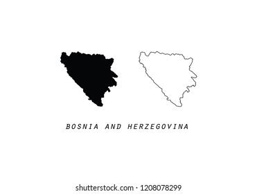 Bosnia Herzegovina Outline Map Country Shape Stock Vector Royalty Free