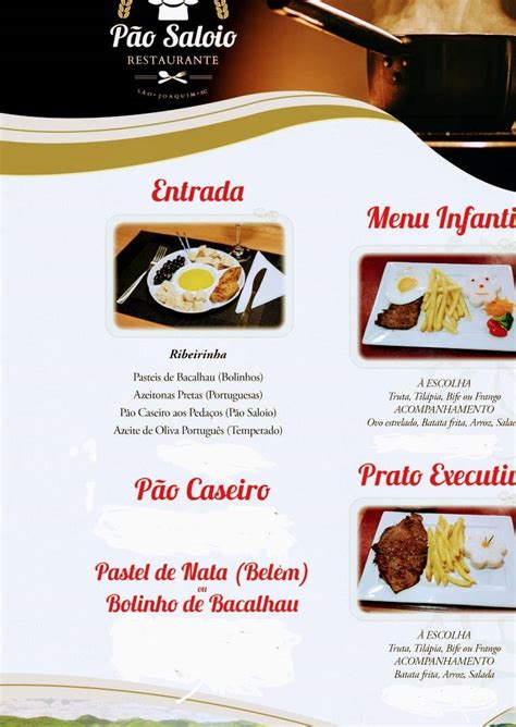 Carta De Restaurante Pão Saloio Cantinho Do Bacalhau São Joaquim