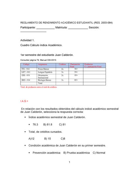 Cuadro Calculo Indice Unidad Tareas Reglamento De Rendimiento