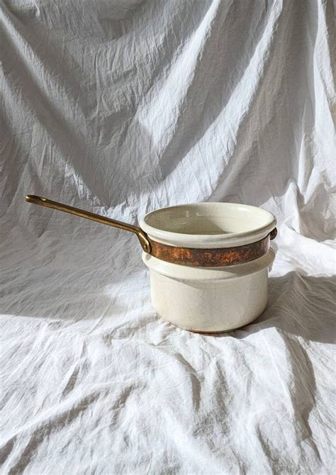 French Bain Marie Ceramic Double Boiler Copper Etsy