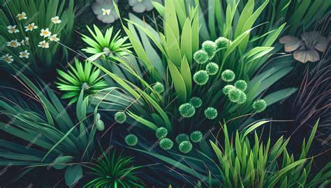 Free Photo | Various forest plants wild grass generative Al