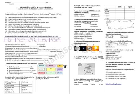 4 Sınıf Sosyal Bilgiler 1 Dönem 2 Yazılı Sınav Soruları 2022 HangiSoru