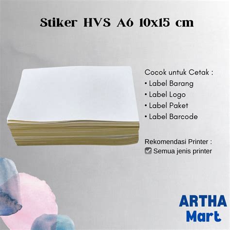 Jual Stiker Label A6 Isi 100 Lembar Kertas Stiker HVS A6 Ukuran 10x15