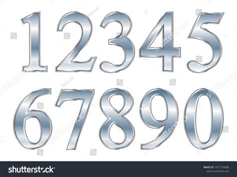 Set Silver Numbersvector Metal Numbers Stock Vector (Royalty Free ...