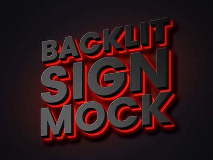 Free Backlit Sign Text Effect Mockup PSD