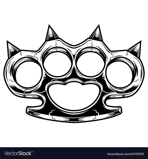 Brass knuckles black and white violence Royalty Free Vector