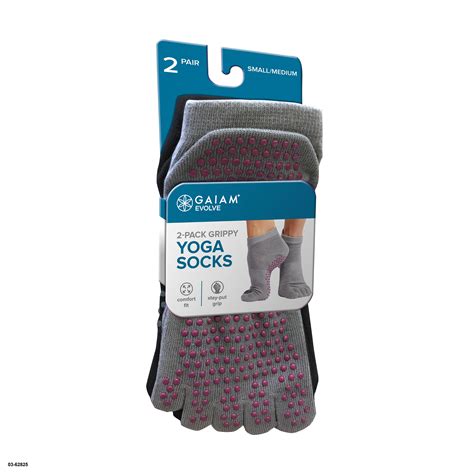 Evolve By Gaiam Grippy Yoga Socks 2 Pack Blackgrey