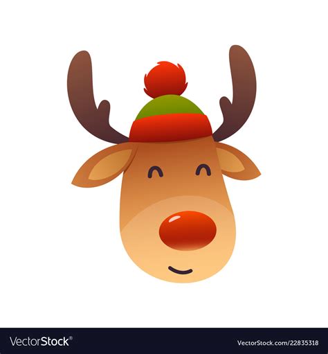 Christmas Cute Reindeer With Red Nose Cartoon Vector Image