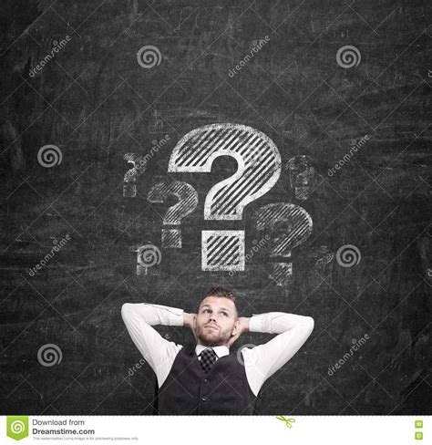 Sitting Businessman With Question Marks Stock Image Image Of