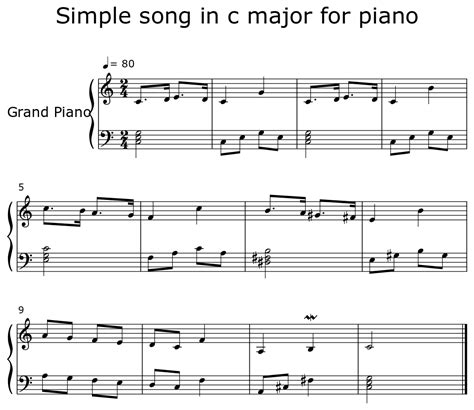 Simple Song In C Major For Piano Sheet Music For Piano