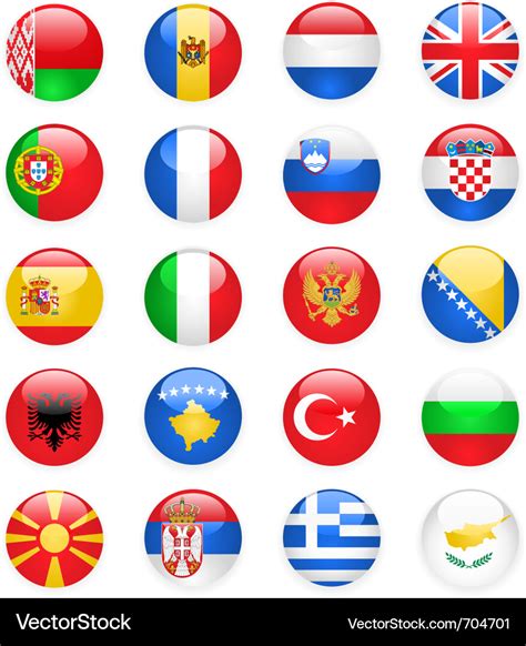 Europe Flags Buttons Part One Royalty Free Vector Image