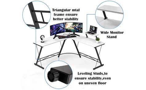 Jantens Gaming Desk L Shaped Computer Corner Desk Home Office Desk