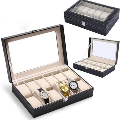 Boîte à montres Coffret bijoux montre cuir homme Cadeau Boite rangement