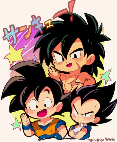 Chibi Gokuvegeta And Broly Chibi Dragon Anime Dragon Ball Goku