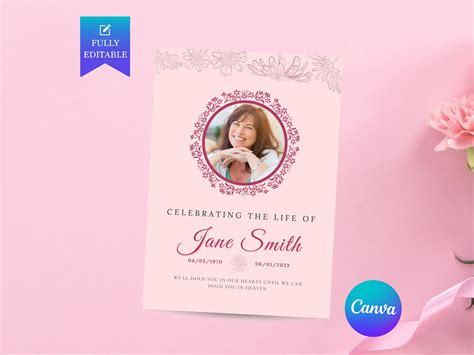 Editable Canva Funeral Program Template Obituary Template - Etsy