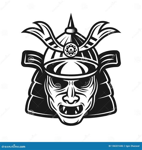 Samurai Traditional Japanese Mask Vector Object Stock Vector