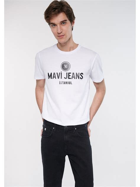 Mavi Erkek Mavi Jeans Baskılı Beyaz Tişört 066195 620 Fiyatı