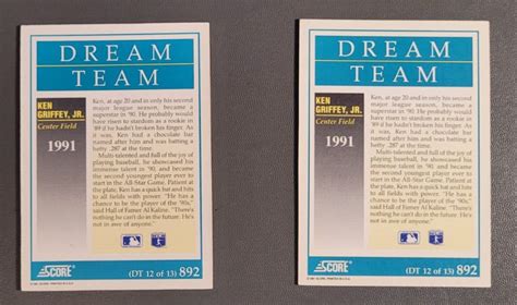 Ken Griffey Jr 1991 Score Dream Team 892 2 Card Lot EBay