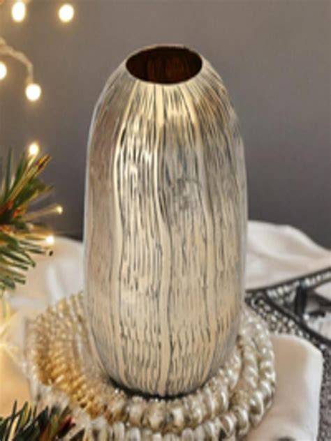 Buy Athome By Nilkamal Gold Toned Ripple Metal Vase Vases For Unisex